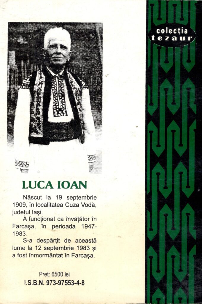 FARCAȘA: OAMENI DE IERI ȘI DE ASTĂZI – ÎNVĂŢĂTORUL IOAN LUCA
