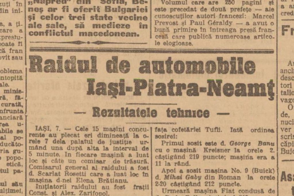 Cursele de automobilism din interbelic desfășurate și pe teritoriul județului Neamț